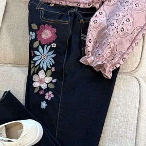 Aerostaple High Waisted Ankle Jegging Embroidered Women's Jeans